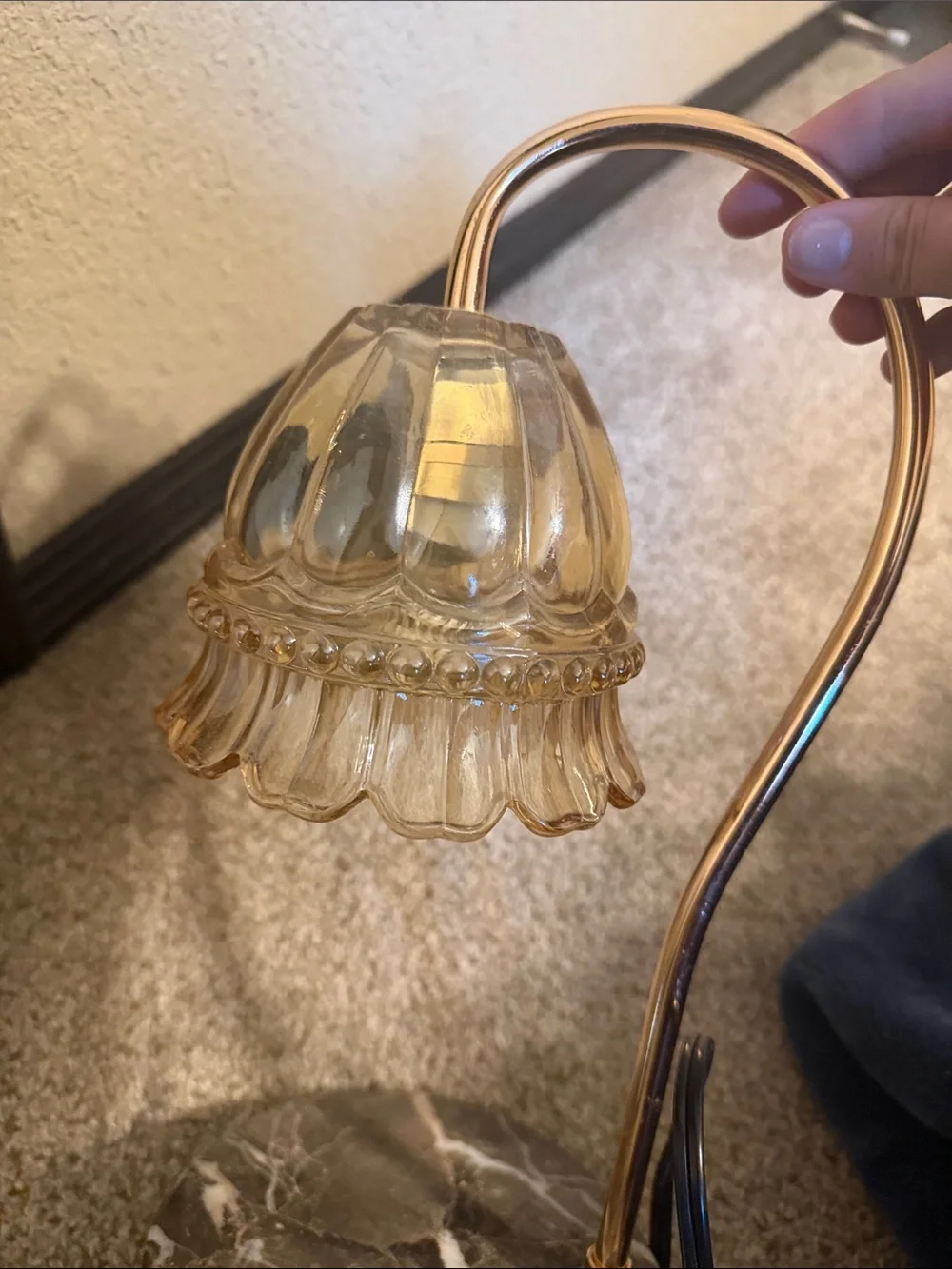 Brass Glass Shade Candle Warmer Lamp - Gold and Clear